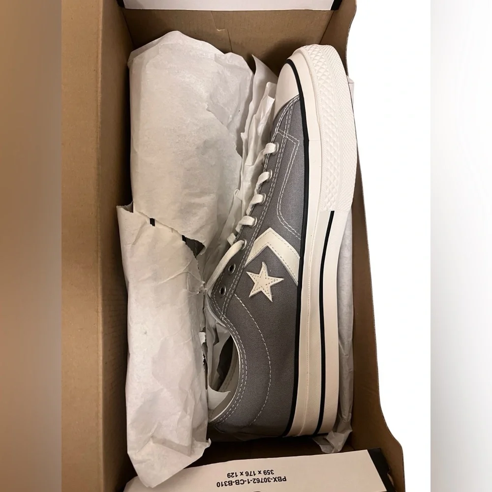 Converse Star Player Ox Gray White Low Top NIB — 12 - Picture 2 of 6